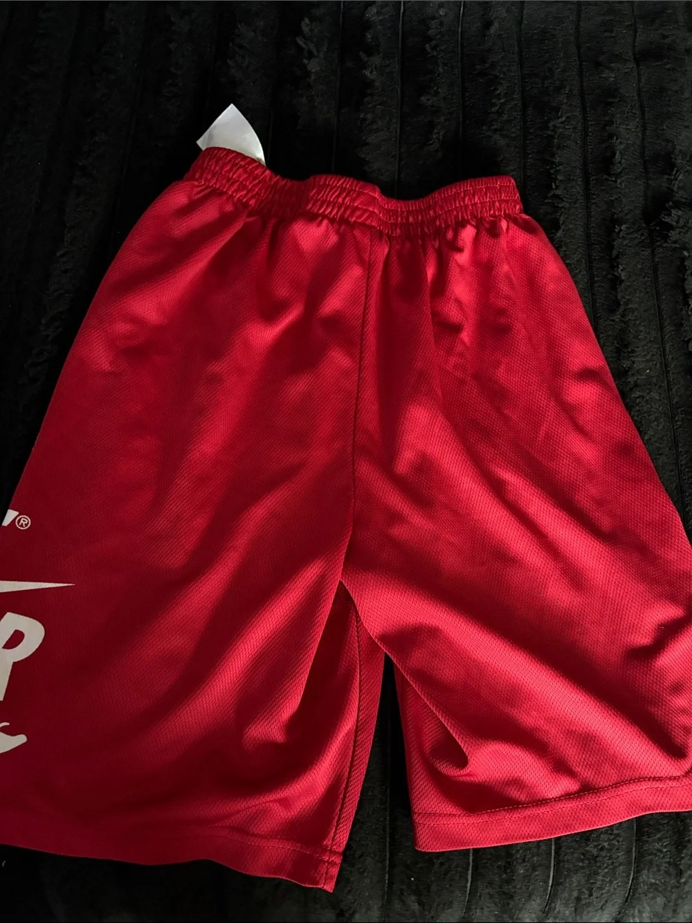 Nike Boys Red Athletic Mesh Shorts with White Logo